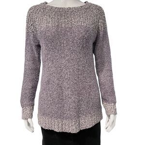 FATE Womens Small Grey Purple Soft Knit Comfy Crew Neck Sweater Longsleeved